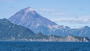 Preview wallpaper mountains, sea, slope, nature, landscape, blue