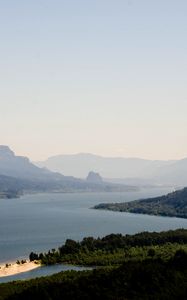 Preview wallpaper mountains, sea, strait, island, landscape