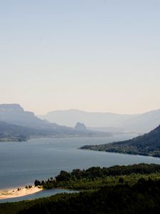 Preview wallpaper mountains, sea, strait, island, landscape