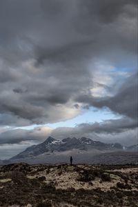 Preview wallpaper mountains, silhouette, clouds, overcast, loneliness, solitude