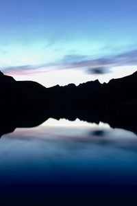 Preview wallpaper mountains, silhouette, hills, lake, black