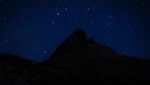 Preview wallpaper mountains, silhouette, starry sky, stars, night
