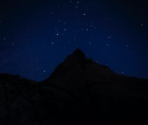 Preview wallpaper mountains, silhouette, starry sky, stars, night