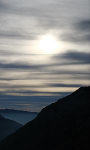 Preview wallpaper mountains, silhouettes, clouds, landscape, nature, twilight, dark