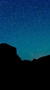 Preview wallpaper mountains, silhouettes, starry sky, stars, dark