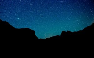 Preview wallpaper mountains, silhouettes, starry sky, stars, dark