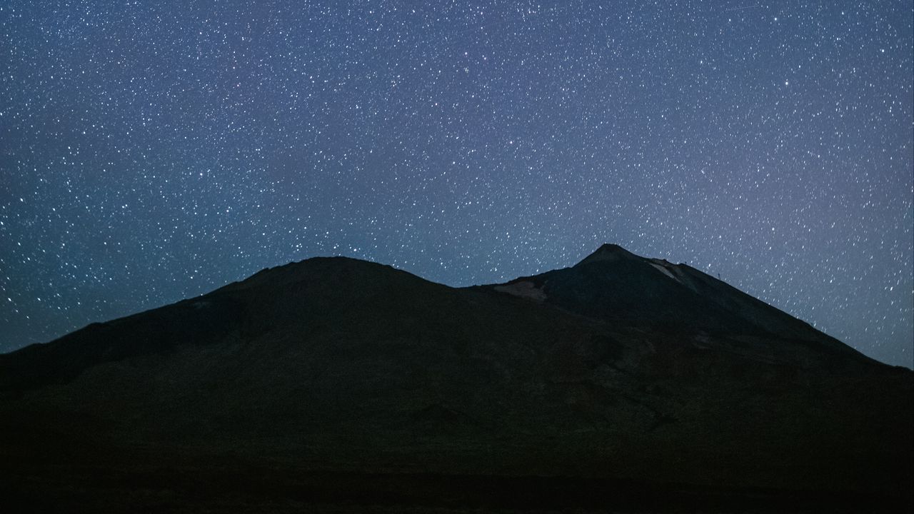 Wallpaper mountains, silhouettes, stars, night, dark