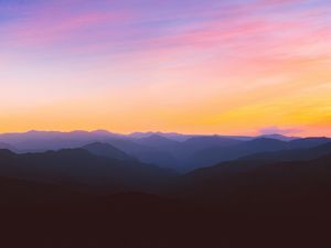 Preview wallpaper mountains, silhouettes, sunset, iran