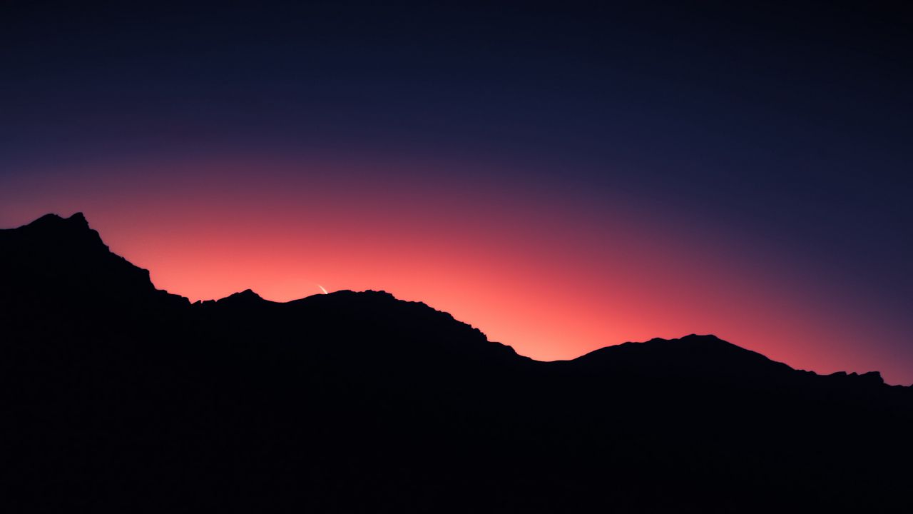 Wallpaper mountains, silhouettes, sunset, dark