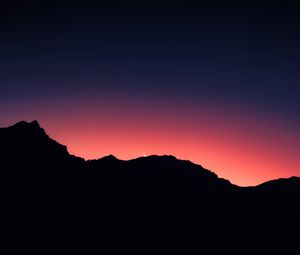 Preview wallpaper mountains, silhouettes, sunset, dark