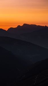 Preview wallpaper mountains, silhouettes, twilight, dark