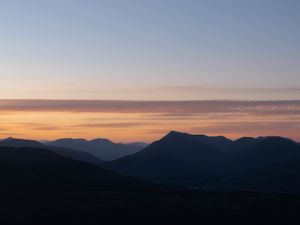 Preview wallpaper mountains, silhouettes, twilights, clouds