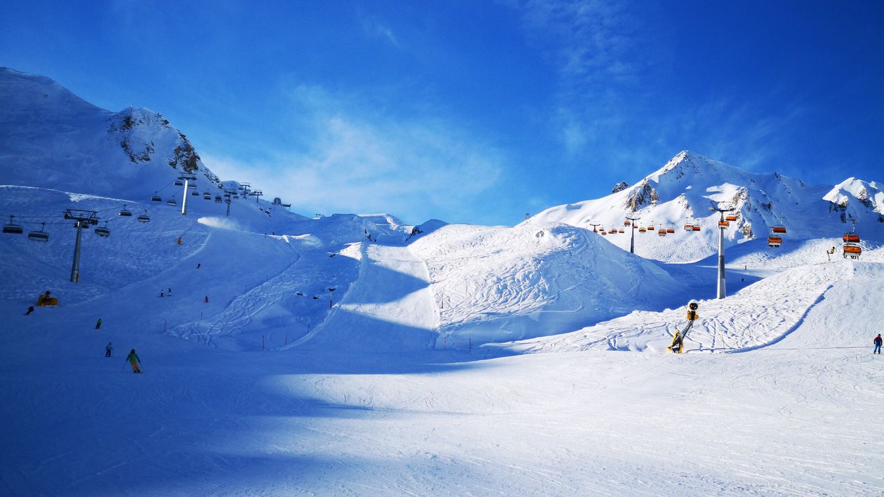 Wallpaper mountains, ski track, slope, ski, lifts