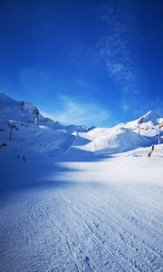 Preview wallpaper mountains, ski track, slope, ski, lifts