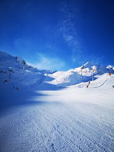 Preview wallpaper mountains, ski track, slope, ski, lifts