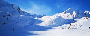 Preview wallpaper mountains, ski track, slope, ski, lifts