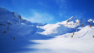 Preview wallpaper mountains, ski track, slope, ski, lifts