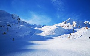 Preview wallpaper mountains, ski track, slope, ski, lifts