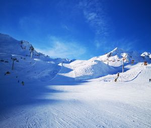 Preview wallpaper mountains, ski track, slope, ski, lifts