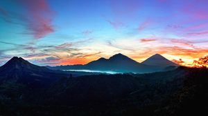 Preview wallpaper mountains, sky, bali, sunrise, kintamani, indonesia