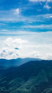 Preview wallpaper mountains, sky, clouds, peaks