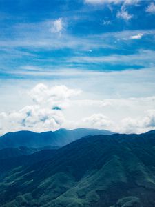 Preview wallpaper mountains, sky, clouds, peaks