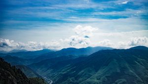 Preview wallpaper mountains, sky, clouds, peaks