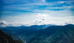 Preview wallpaper mountains, sky, clouds, peaks