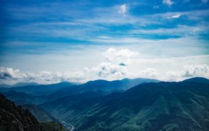 Preview wallpaper mountains, sky, clouds, peaks