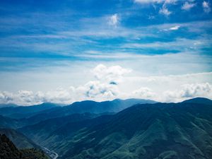 Preview wallpaper mountains, sky, clouds, peaks