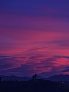 Preview wallpaper mountains, sky, clouds, purple