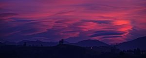 Preview wallpaper mountains, sky, clouds, purple