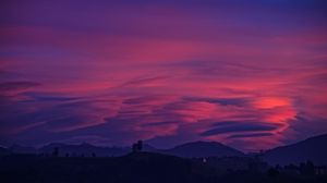 Preview wallpaper mountains, sky, clouds, purple