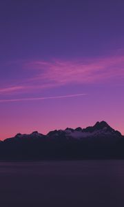 Preview wallpaper mountains, sky, evening, twilight, purple, alaska