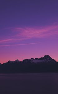Preview wallpaper mountains, sky, evening, twilight, purple, alaska