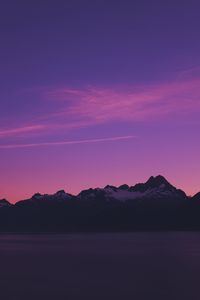 Preview wallpaper mountains, sky, evening, twilight, purple, alaska