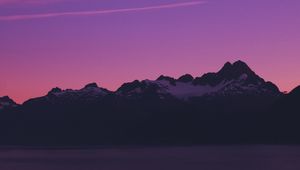 Preview wallpaper mountains, sky, evening, twilight, purple, alaska