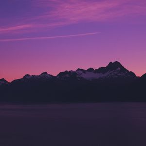 Preview wallpaper mountains, sky, evening, twilight, purple, alaska