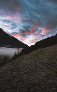 Preview wallpaper mountains, sky, grass, clouds, south tyrol, italy