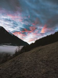 Preview wallpaper mountains, sky, grass, clouds, south tyrol, italy