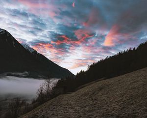 Preview wallpaper mountains, sky, grass, clouds, south tyrol, italy