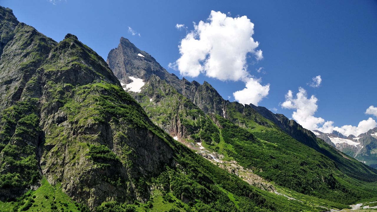 Wallpaper mountains, sky, grass, caucasus, nature