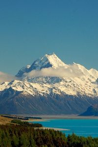 Preview wallpaper mountains, sky, lake, distance