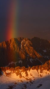 Preview wallpaper mountains, sky, rainbow, snow