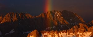 Preview wallpaper mountains, sky, rainbow, snow