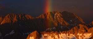 Preview wallpaper mountains, sky, rainbow, snow