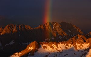 Preview wallpaper mountains, sky, rainbow, snow