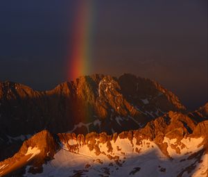 Preview wallpaper mountains, sky, rainbow, snow