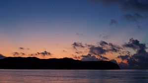 Preview wallpaper mountains, sky, river, sunset