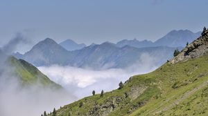 Preview wallpaper mountains, slope, clouds, distance